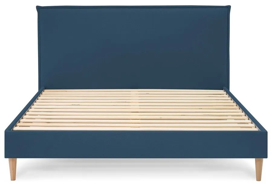 Синьо тапицирано двойно легло с решетка 160x200 cm Sary - Bobochic Paris