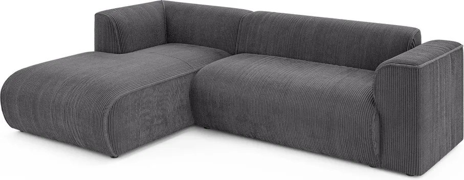 Тъмносив ъглов диван от рипсено кадифе (ляв ъгъл) Merid – Ropez