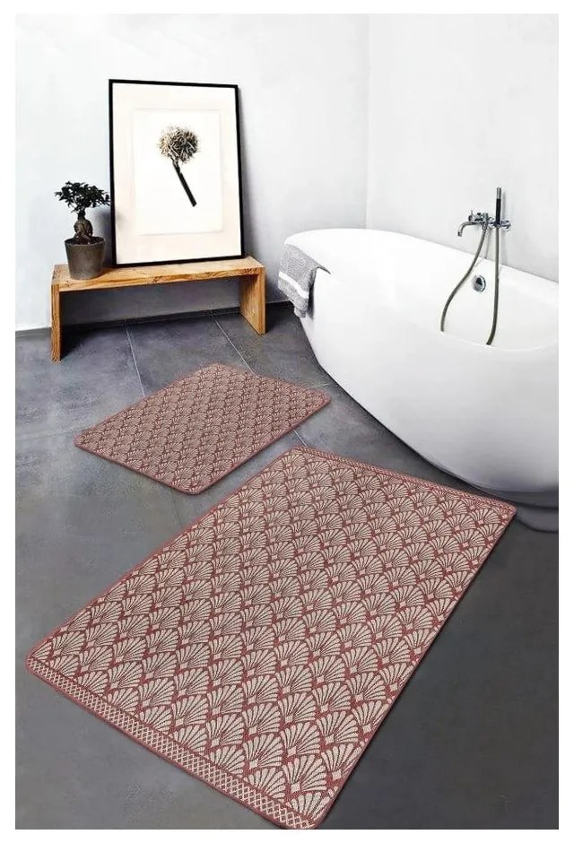 Кафяви кадифени килими за баня в комплект от 2 бр. 60x100 cm – Mila Home