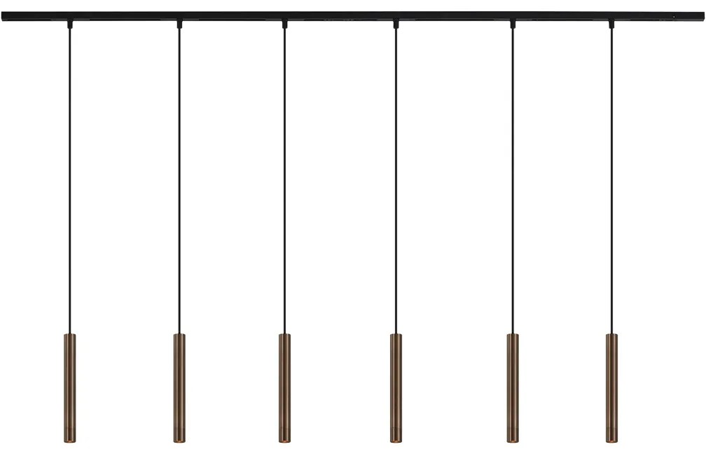 Модерна релсова система за осветление с 6 висящи лампи бронз 1-фазов - Slimline Keno