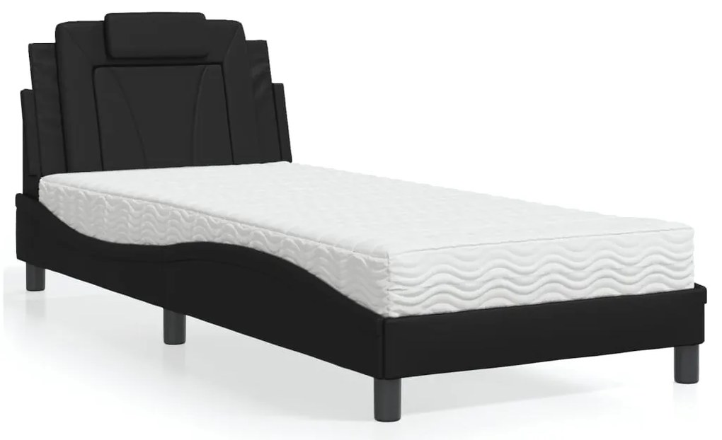 3208761 vidaXL Легло Viana без матрак, черно, 90x190 см изкуствена кожа