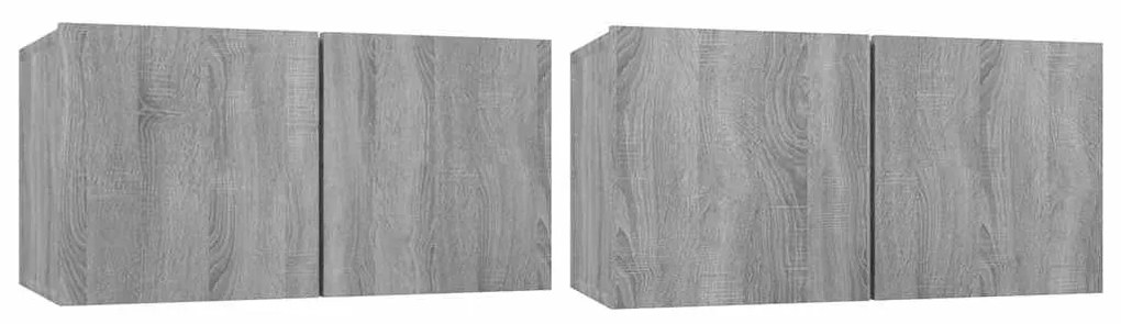 815871 vidaXL Висящ шкаф, сив сонома, 2 бр, 60x30x30 см, инженерно дърво