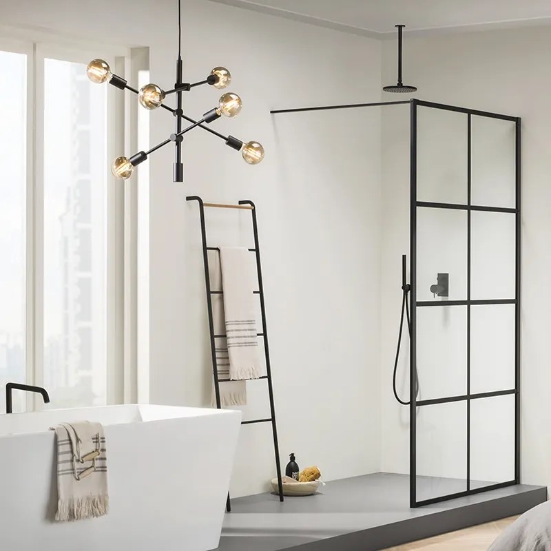 Индустриално висящо осветително тяло черно 6-лампово - Sydney