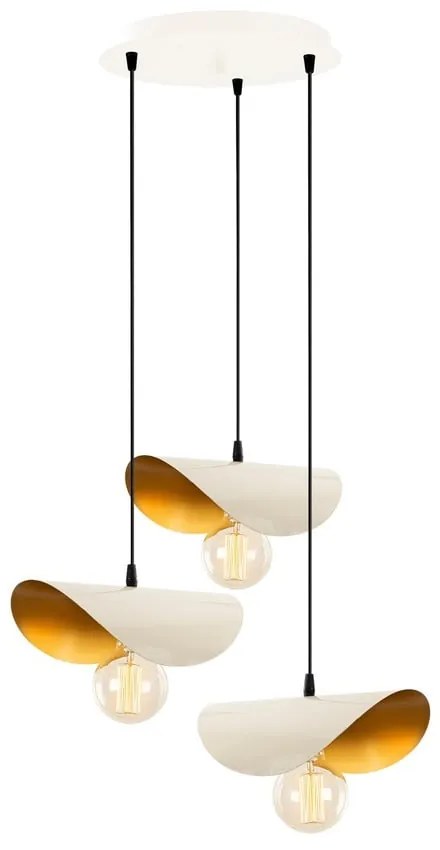 Висящо осветително тяло с метален абажур в бял и златист цвят Sivani – Opviq lights