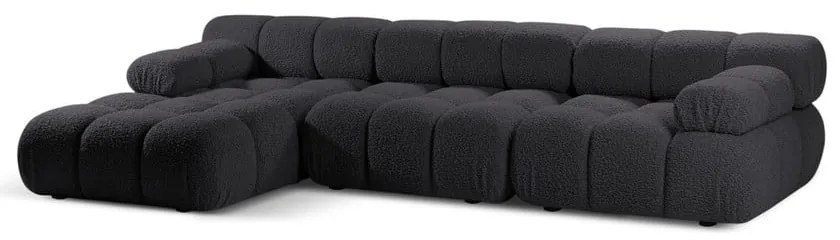Антрацитен модулен ъглов диван от букле (ляв ъгъл) Bellis – Micadoni Home