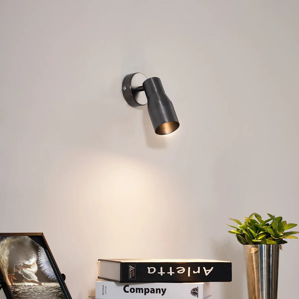 Модерен таванен прожектор тъмно сив GU10 50mm кръгъл - Stanley