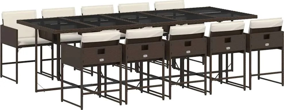 3211293 vidaXL Градински комплект с възглавници 11 части кафяв полиратан