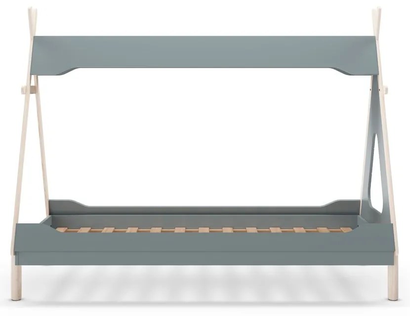 Детско легло тип къща от масивен бор в петролен цвят 90x190 cm Nora – Marckeric