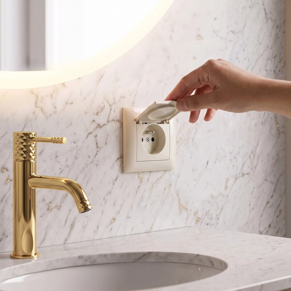 Единичен контакт със заземяване и капаче OSTE JNH005-G Beige