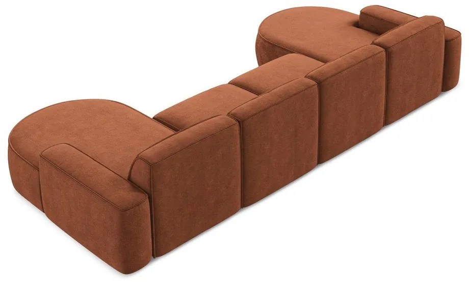 Теракотен шенилов ъглов диван (U форма) Omao – Makamii