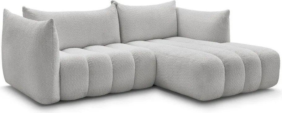 Светлосив ъглов диван от прежда с примки от букле (десен ъгъл) Azra – Bobochic Paris