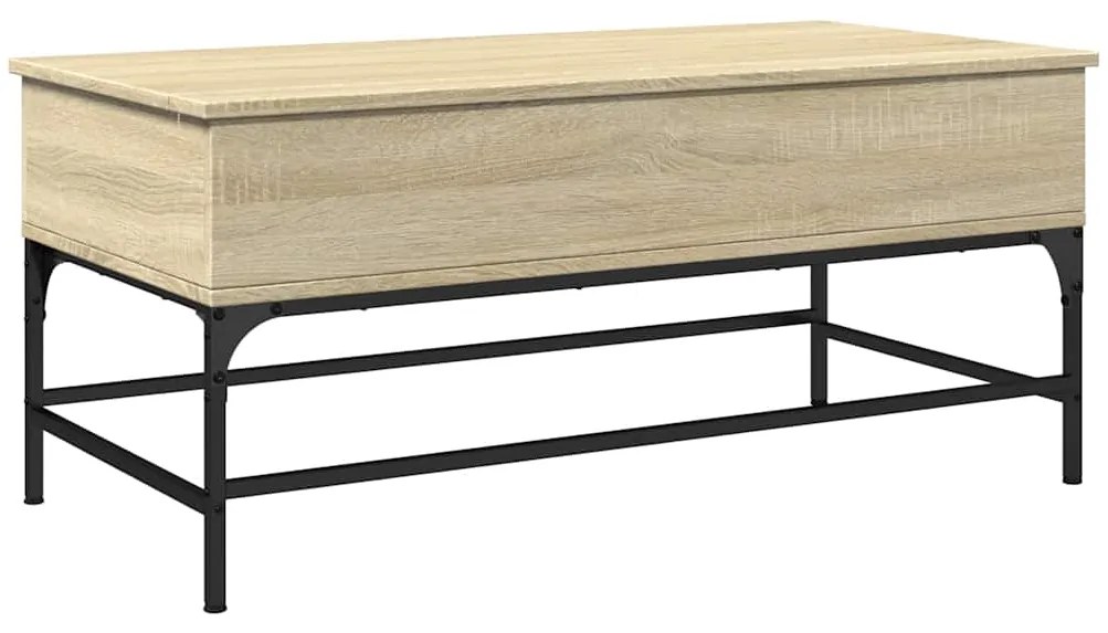 845397 vidaXL Кафе маса, дъб сонома, 100x50x45 см, инженерно дърво и метал