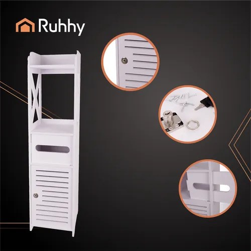 Шкаф за баня с държач за тоалетна хартия Ruhhy, компактен дизайн, 80x20x20см