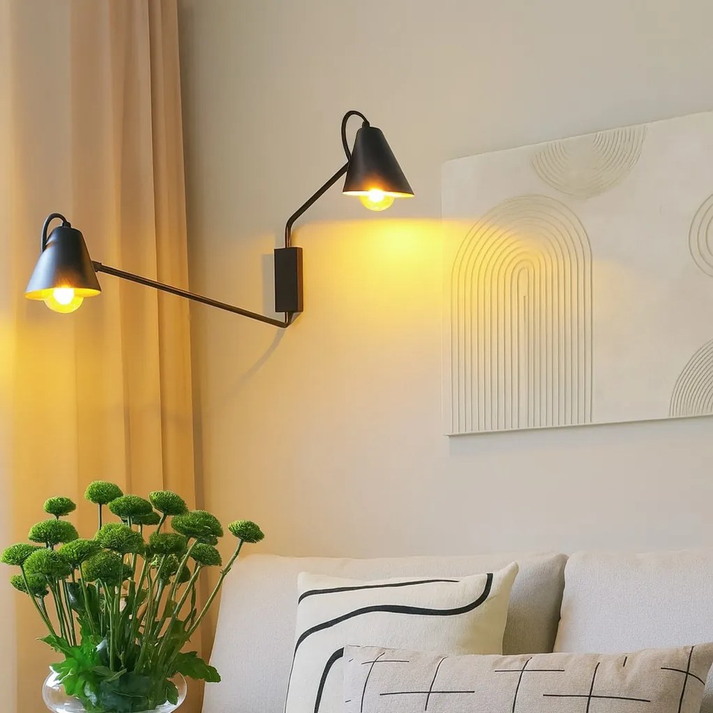 Интелигентна стенна лампа черна 2-светлина регулируема с Wi-Fi A60 - Lune