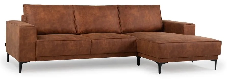 Кафяв ъглов диван от изкуствена кожа (десен ъгъл) Copenhagen - Scandic