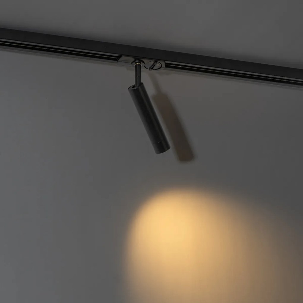 Модерен черен прожектор за 1-фазна релсова система - Iconic Ivy