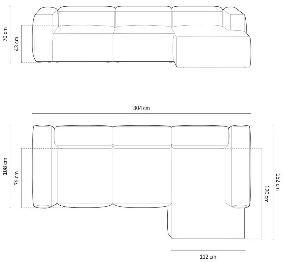 Кафяв ъглов диван (десен ъгъл) Bergamo – Cosmopolitan Design