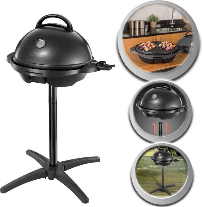 Електрическа скара/грил George Foreman 22460-56, 2400W, 44.5 см, 15 порции, 5 темп, Незалепващо покритие, Черен
