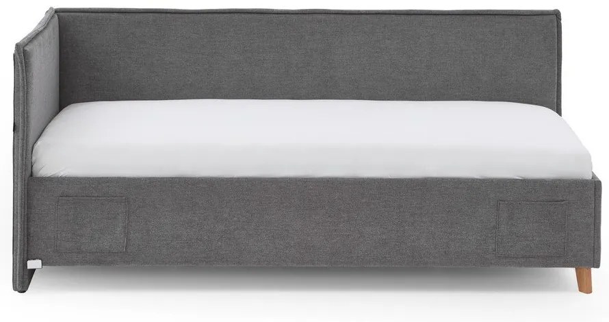Сиво тапицирано ъглово детско легло 140x200 cm без ламелно дъно Fun – Meise Möbel