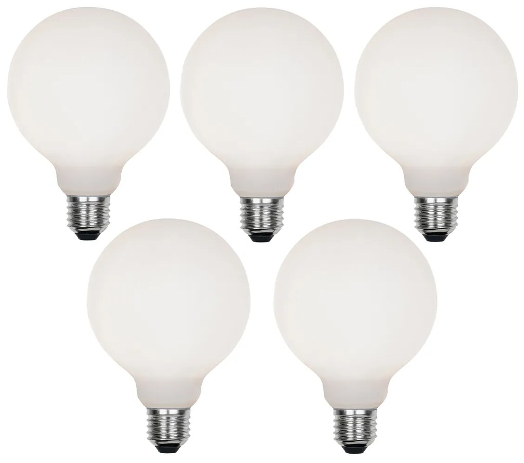 Комплект от 5 димируеми LED крушки E27 G95 матирани 4W 430lm 2200-4000K