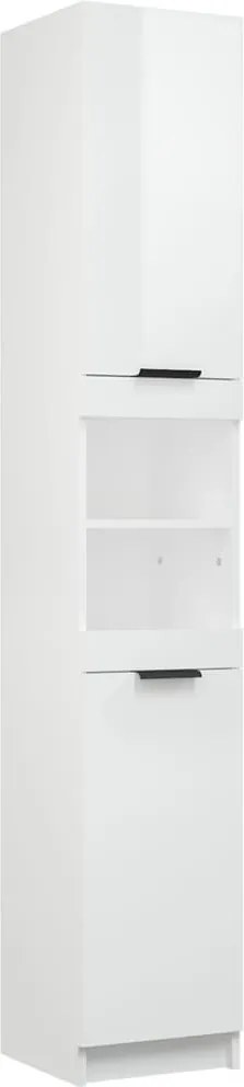 811328 vidaXL Шкаф за баня, бял гланц, 32x34x188,5 см, инженерно дърво