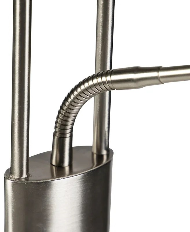 Подова лампа от стомана с лампа за четене, включително LED и USB порт - Sevilla