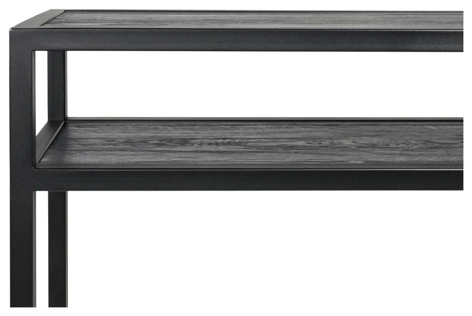 Черна конзолна маса с дъбова дървена плоскост 30x120 cm Daniël – Spinder Design