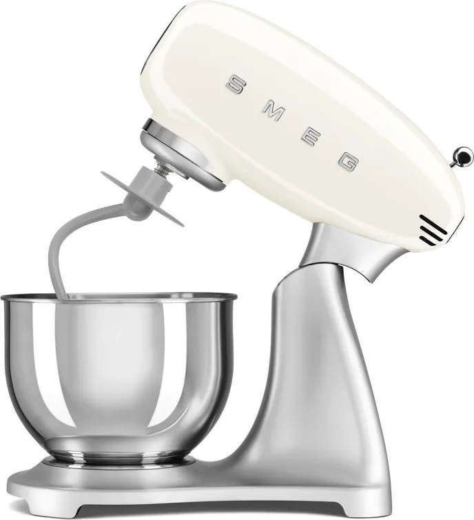 Планетарен миксер Smeg SMF04CREU, 800W, 4.8 л, 10 скорости, Функция за плавен старт, Крачета против хлъзгане, Кремa/Инокс