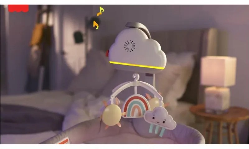 Музикална въртележка Fisher-Price Calming Clouds GRP99, Нощна лампа, Облачета, Бял