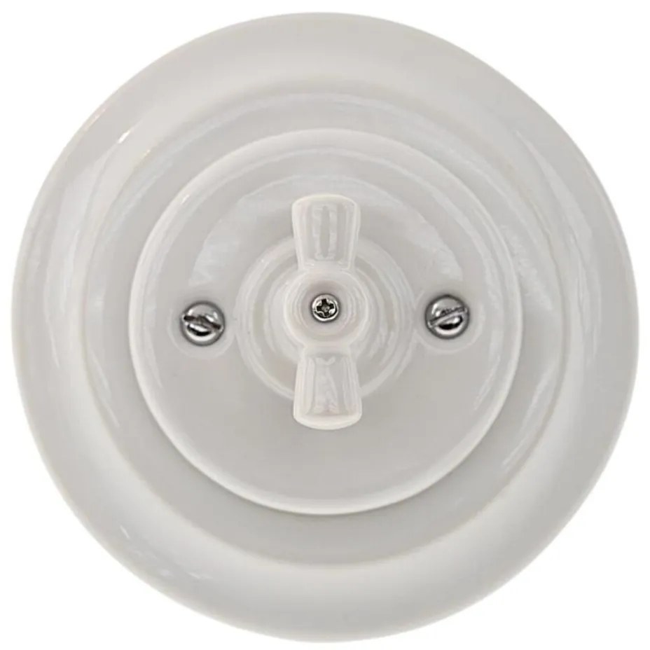 Bohemia-Design - Порцеланов ретро ротационен ключ с рамка № 1, бял