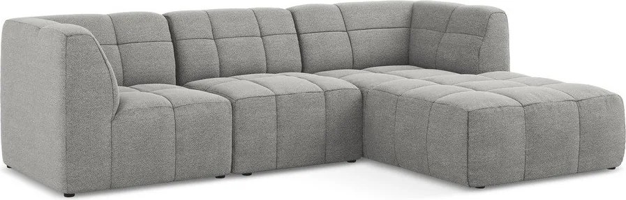 Сив ъглов диван от прежда с примки от букле (десен ъгъл) Aloha – Makamii