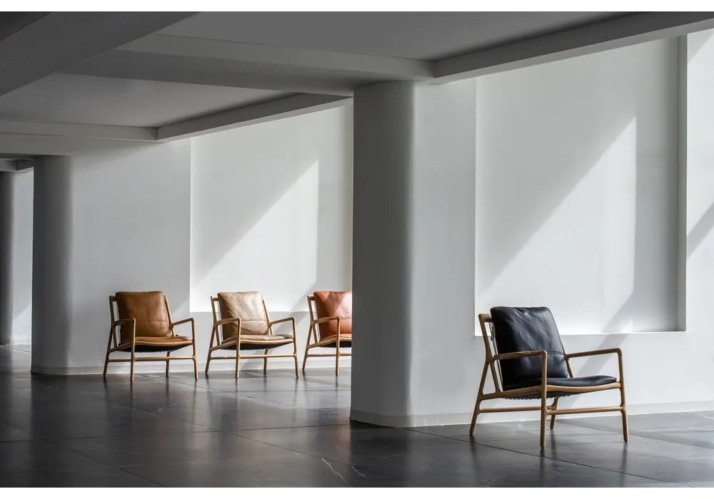 Кожен фотьойл в кафяво-натурален цвят Dedo - Gazzda