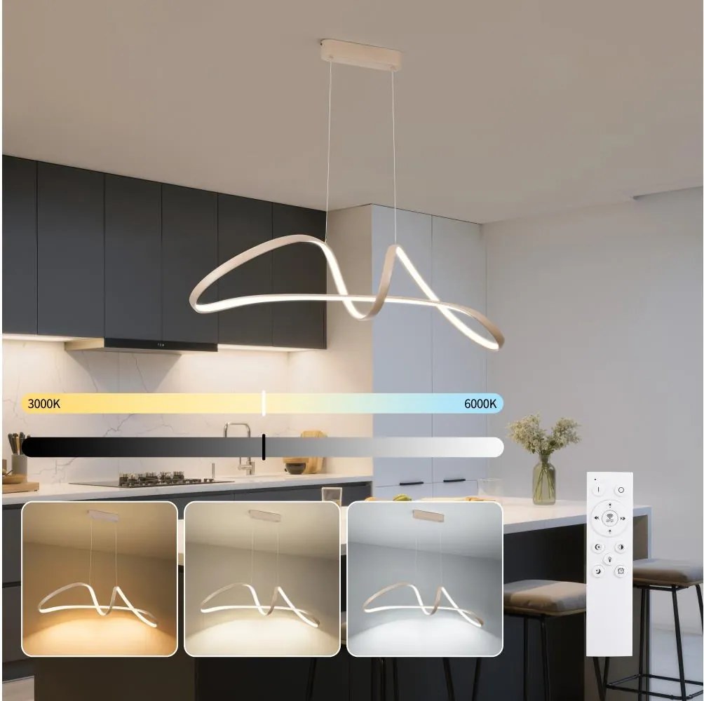 Brilagi-LED Димируем полилей на кабел TWISTER LED/60W/230V 3000-6000K бежов+ДУ