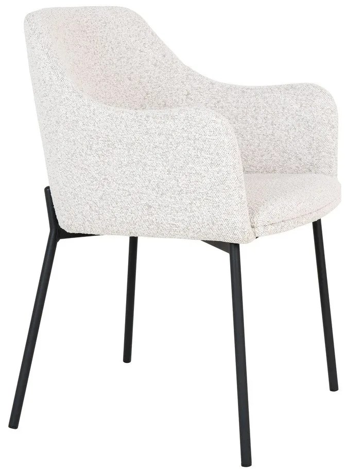 Бял тапициран трапезен стол с подлакътници Melilla – House Nordic