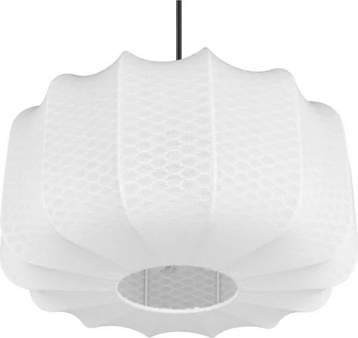 Бяло метално висящо осветително тяло с текстилен абажур ø 40 cm Madleine – Reality