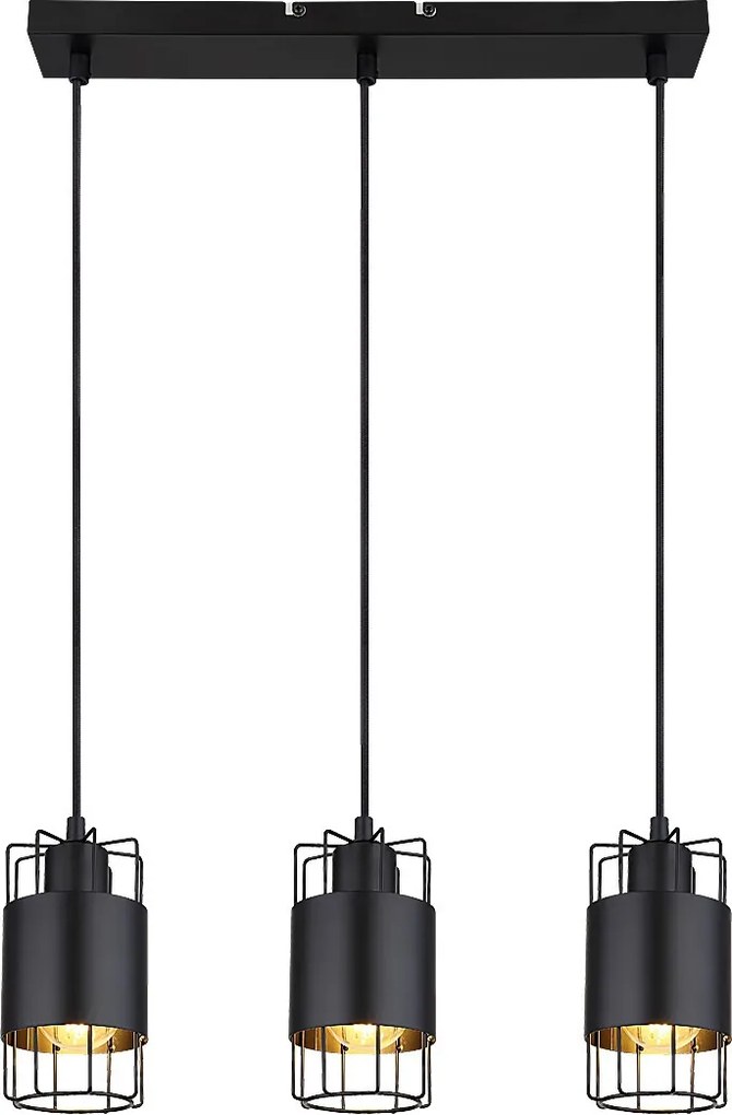 3126 Dimitri, полилей, черно, E27 3x MAX 40W, L50xD10xH150cm, черен текстилен кабел