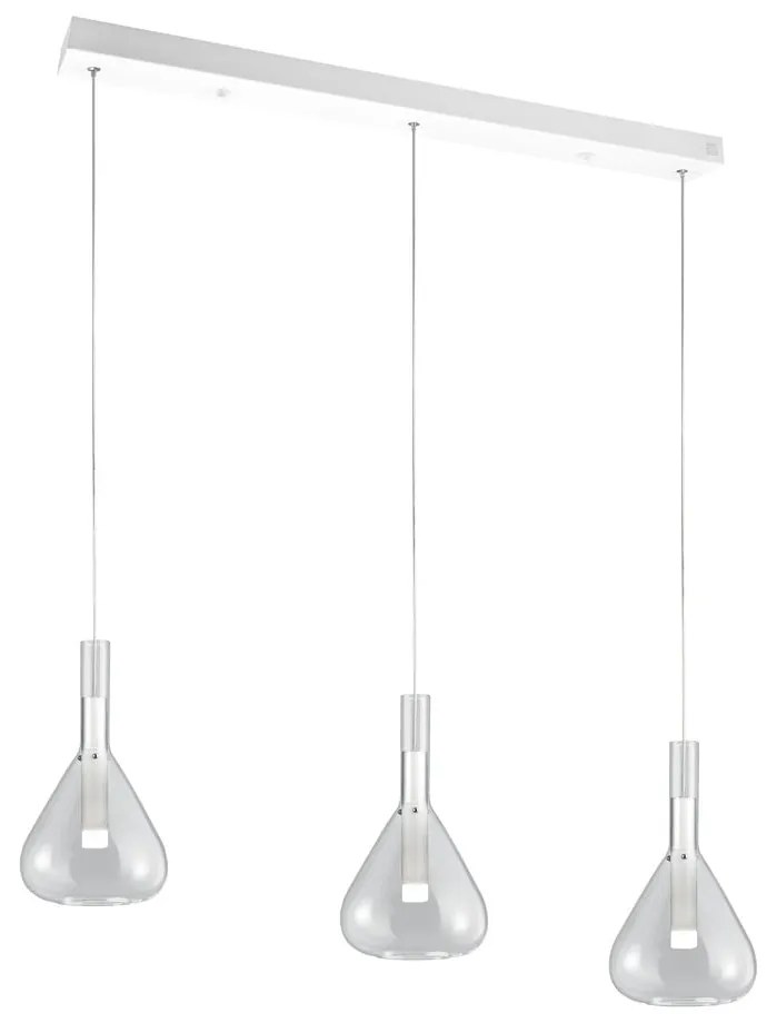 Бяло LED висящо осветително тяло със стъклен абажур Cipera – CINQUE