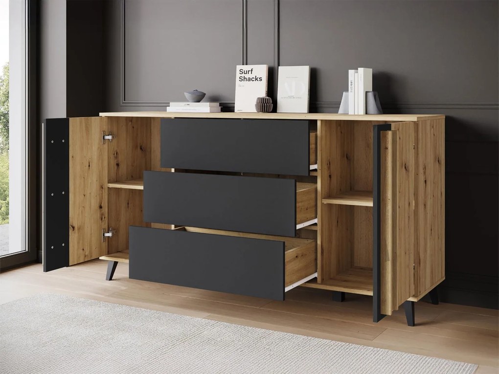 Бюфет Helsinki-Дърво-Черен