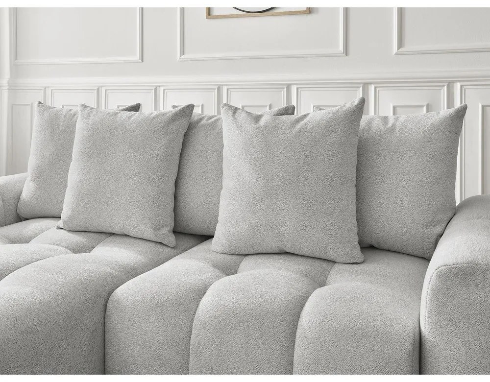 Светлосив шенилов сгъваем/с място за съхранение ъглов диван (ляв ъгъл) Roxelane – Bobochic Paris