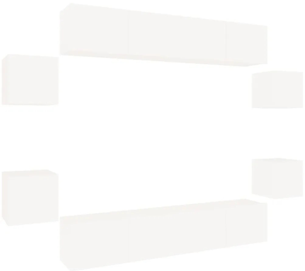 3114214 vidaXL Комплект ТВ шкафове от 8 части инженерно дърво Бял гланц