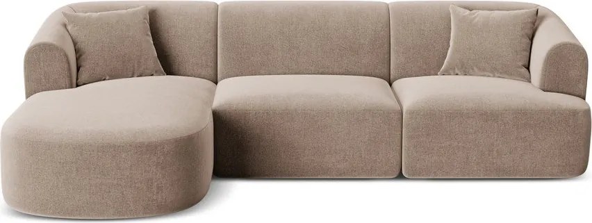 Светлокафяв кадифен ъглов диван (ляв ъгъл) Campi – Cosmopolitan Design