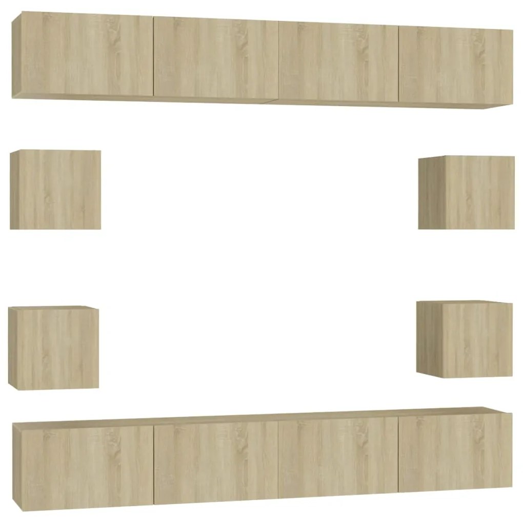 3078964 vidaXL Комплект ТВ шкафове от 8 части, дъб сонома, инженерно дърво
