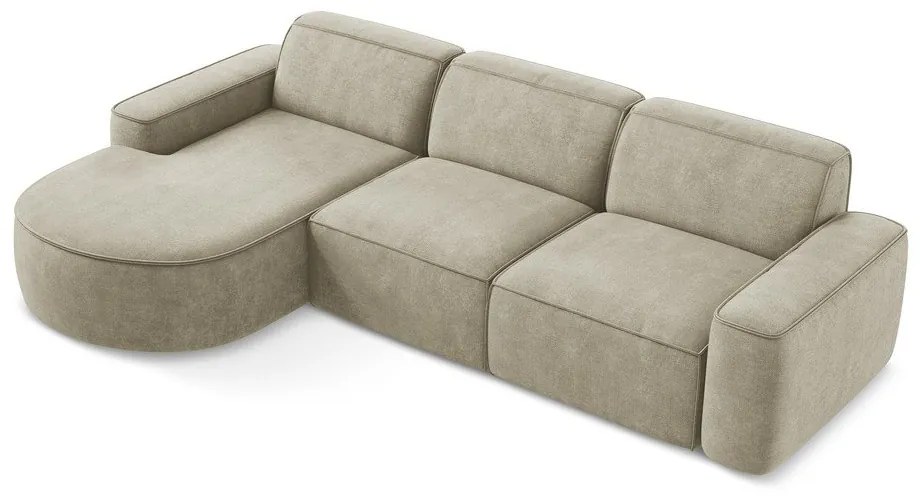 Бежов шенилов ъглов диван (ляв ъгъл) Omao – Makamii
