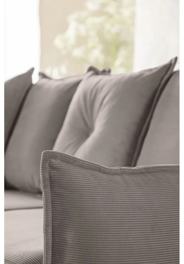 Светлокафяв ъглов диван от велур (ляв ъгъл/U-образна форма) Lazy Lukka - Miuform