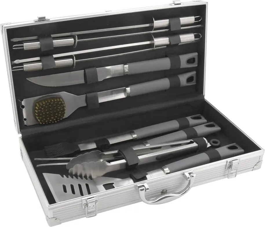Комплект от 11 инструмента за печене на скара в алуминиев калъф Grey Line - Cattara