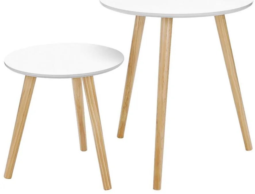 Комплект от 2 помощни масички SERA в бяло/кафяво