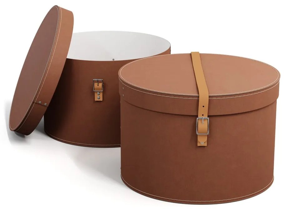 Декоративни кафяви картонени кутии за съхранение в комплект от 2 бр. с капаци ø 37,5x25 cm Rut Restore Paper Laminate – Bigso