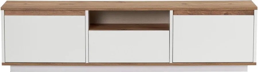 Бяла/в естествен цвят маса за телевизор от декор от бор 160x42x30 cm Sentinel – Kalune Design