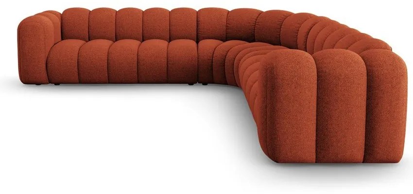 Шенилов модулен ъглов диван в тухлен цвят Lupine – Micadoni