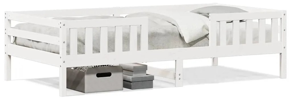 846983 vidaXL Рамка за легло без матрак, бял, 75x190 см, борово дърво масив